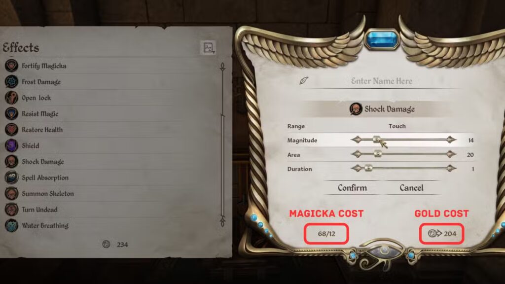 Spellmaking Menu