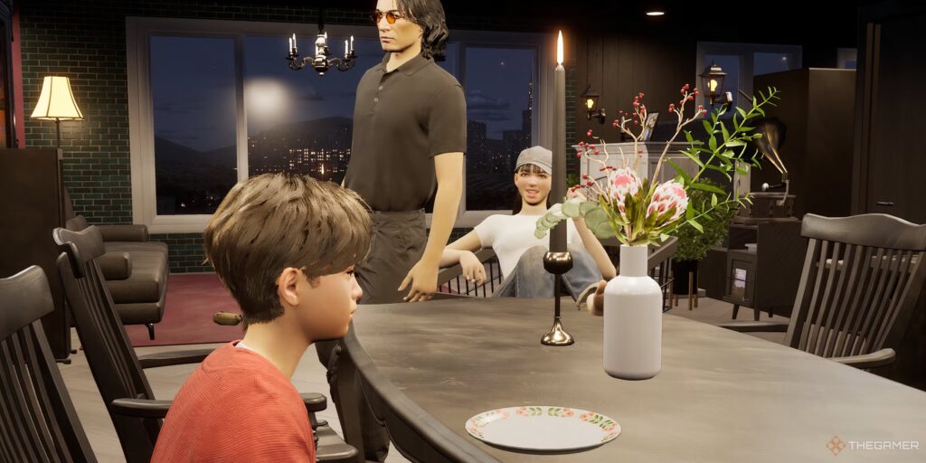 InZoi Martin Family Sitting for dinner