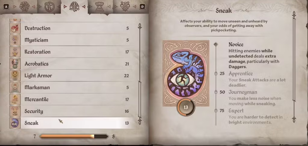 Sneak (Minor Skill)