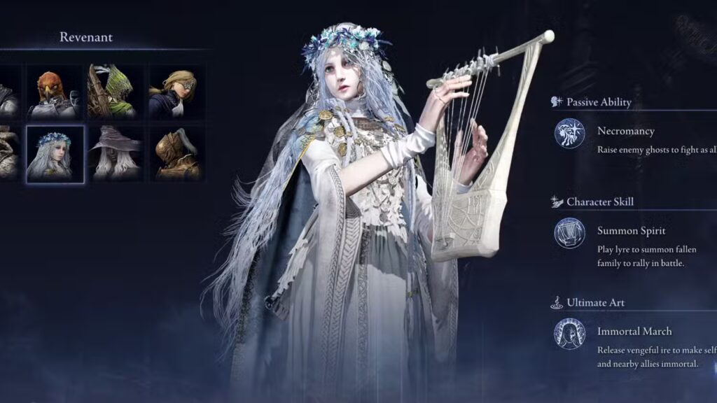 Elden Ring Nightreign Revenant Class Character Selection Overview Screen